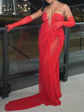 Red Algist Dress- Naia